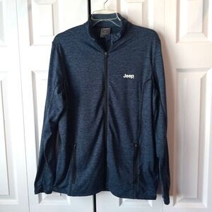 Jeep Men's Size Large Full Zip Lightweight Jacket Sweatshirt Gray Blue